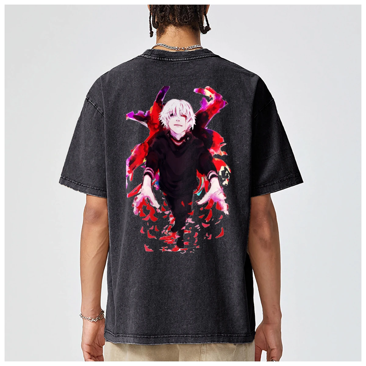 Anime Tokyo Ghoul Spider Lily Kane Kiken Graphic harajuku Oversized t shirt men Women Fashion Casual Vintage Washed CottonTee