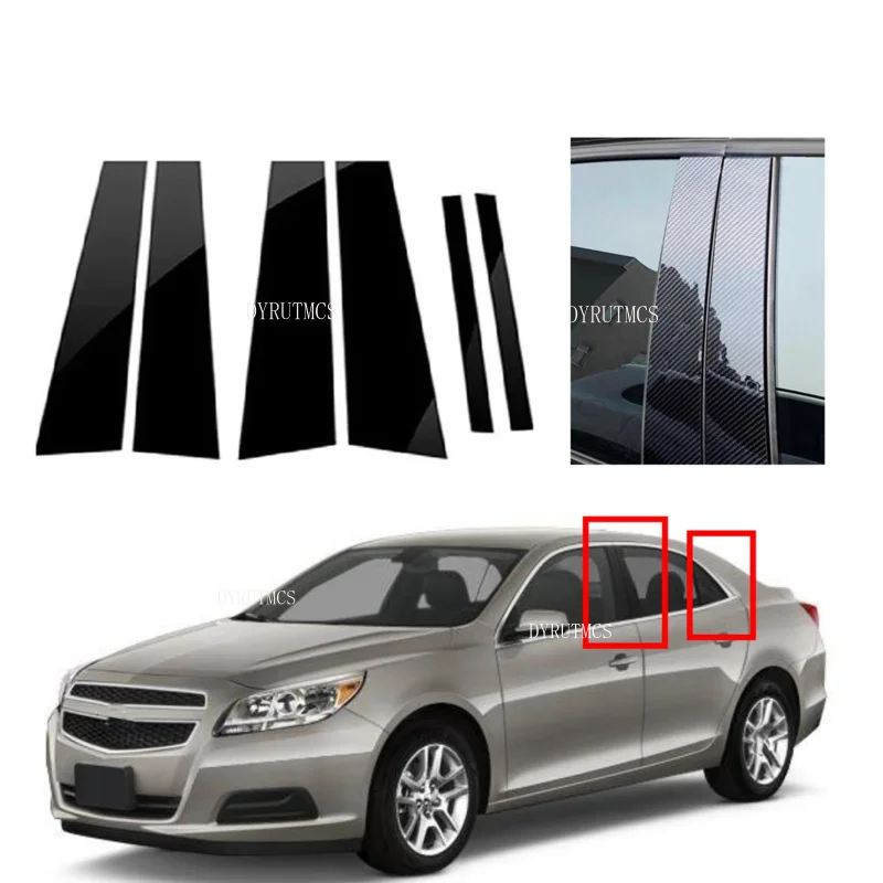 

Gloss Black Pillar Posts Fit Chevrolet Holden Malibu Sedan 2013-2015 Window Decor Door Side Mouliding Trim Cover Silver Carbon