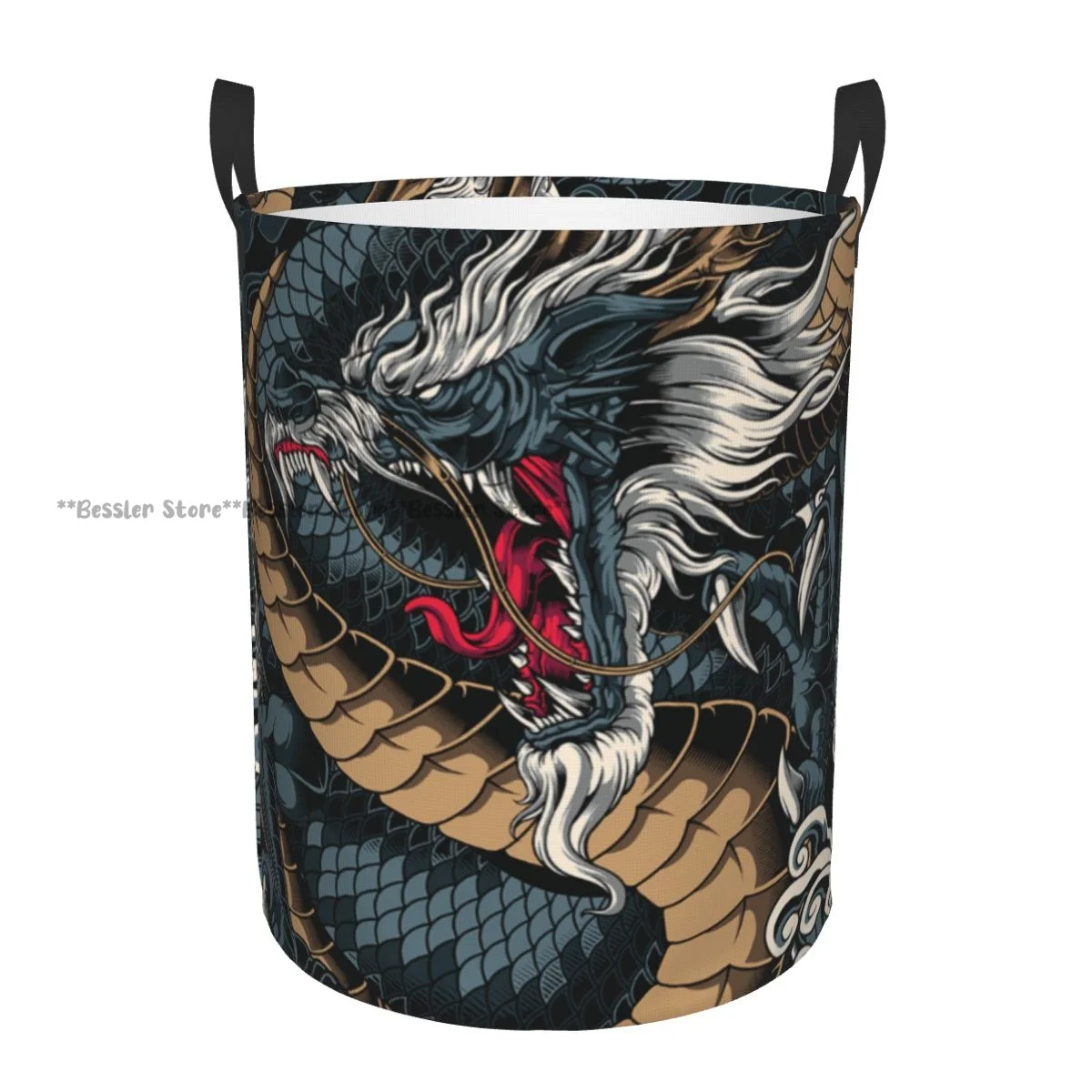 Foldable Laundry Basket for Dirty Clothes Dragon Print Storage Hamper Kids Baby Home Organizer