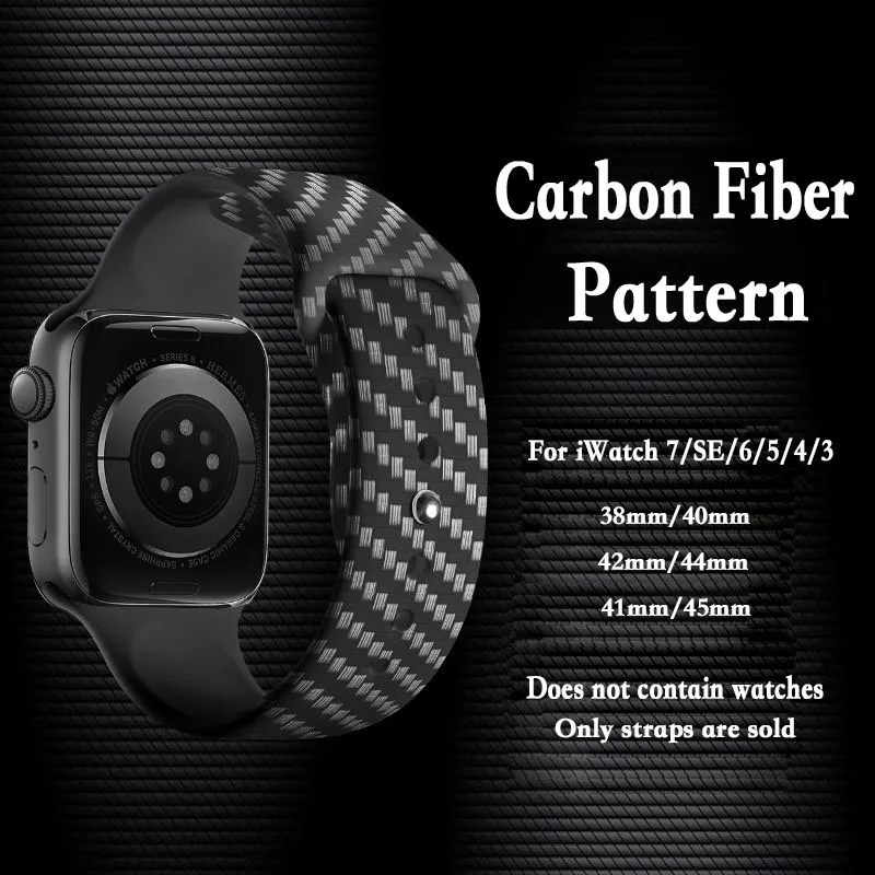 Carbon Fiber case+Strap For Apple Watch band 44mm 40mm 45mm/41mm 42mm 38mm silicone correa bracelet iwatch series 3 5 6 SE 7 8 9