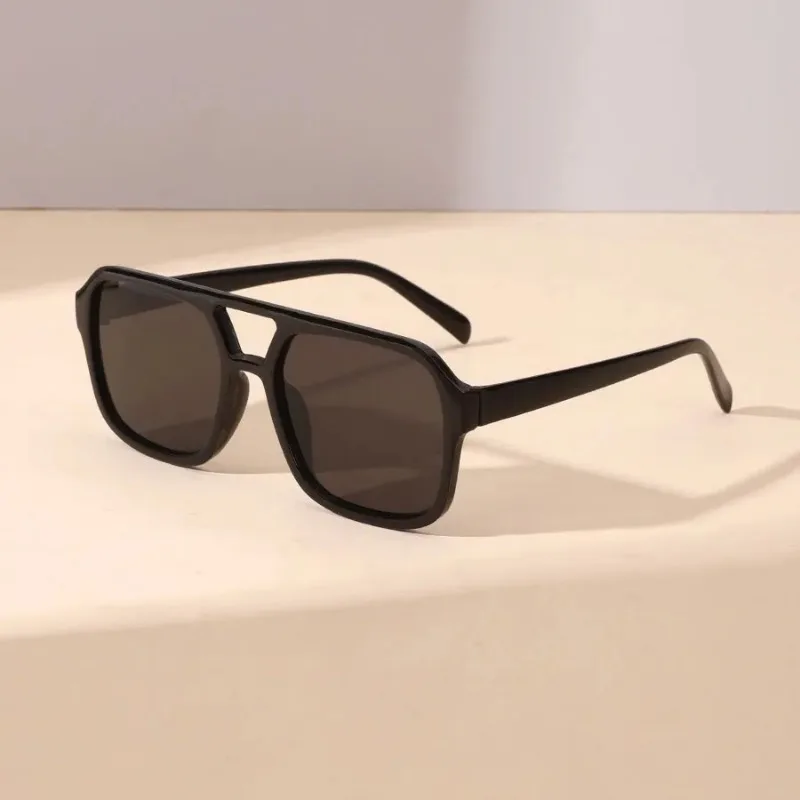 New Men Square Sun Glasses Retro Polygon Sunglasses Female Vintage Fashion  Double Beam Eyeglasses UV400 Oculos De Sol