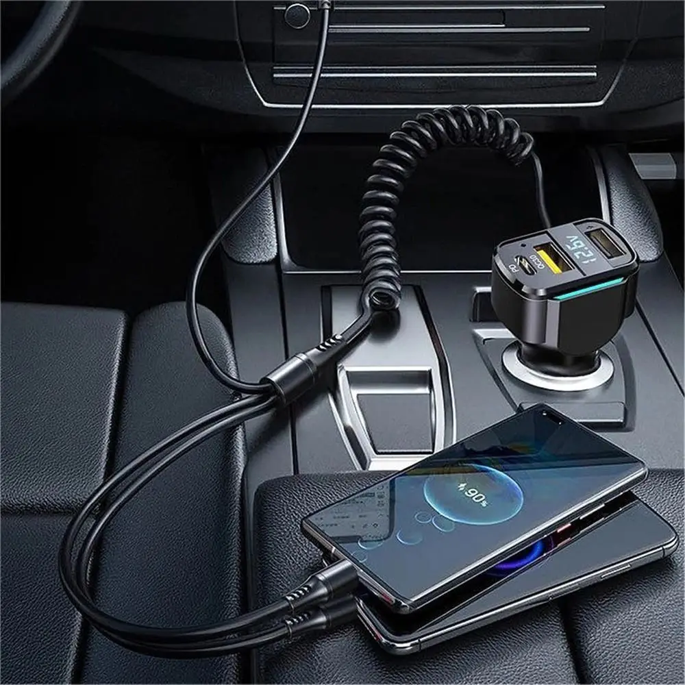 

Fast charging Mini USB Car Charger Multiple ports Safe 3-in-1 Car Charger Portable 2 USB and 1 Type C Charger Adapter Tablet