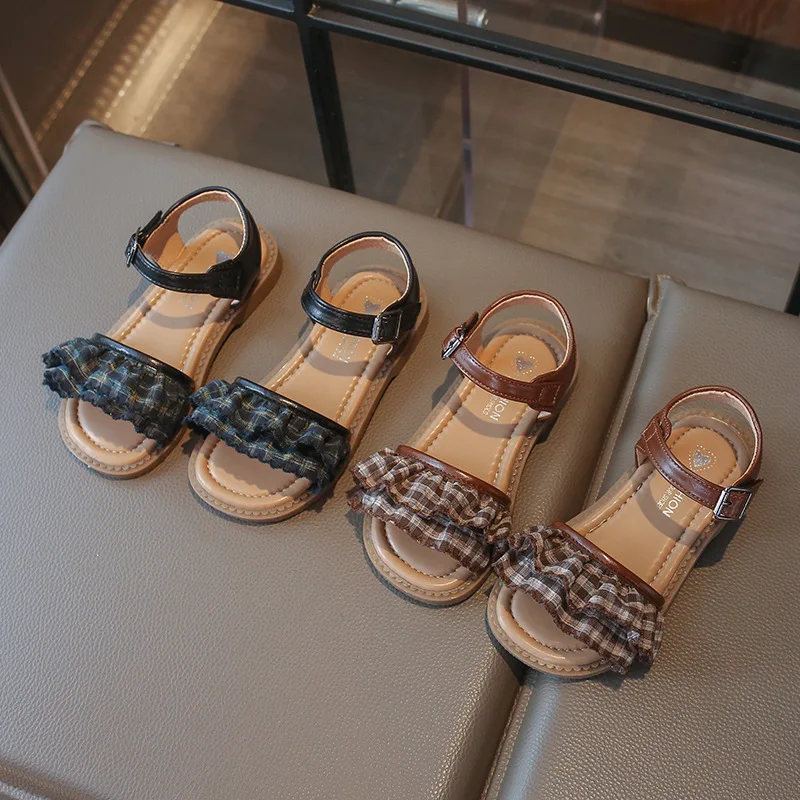 

Girls Sandals Summer New Princess Style Children's Beach Shoes Mesh Lace Fashion Baby Girl Fashion Roman Shoes
