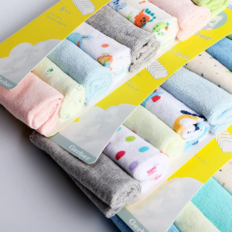 8Pcs/lot Baby Infant Newborn Bath Towel Washcloth Bathing Feeding Wipe Cloth Soft Cotton Towel for Baby Washing Face Baby Towels