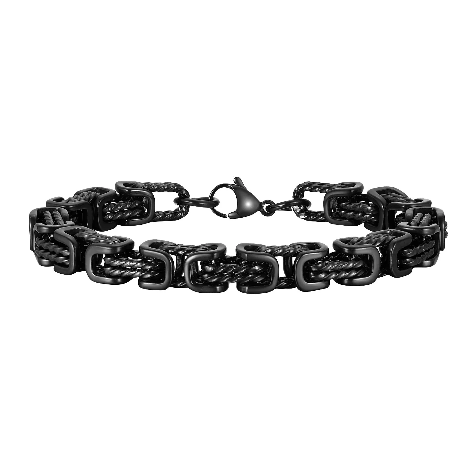 Vnox 8 mm Vintage byzantinische Armbänder für Männer, oxidiertes, kräftiges Kettenarmband mit quadratischen Gliedern, Wikinger-Punk-Vatertagsgeschenk für Papa
