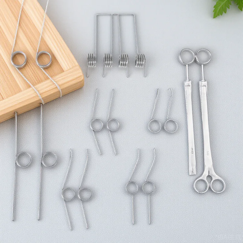 18pcs 스테인레스 스틸 쓰레기통 쓰레기통 뚜껑 용 비틀림 교체 금속 스프링 뚜껑 비틀림 스프링 보관함