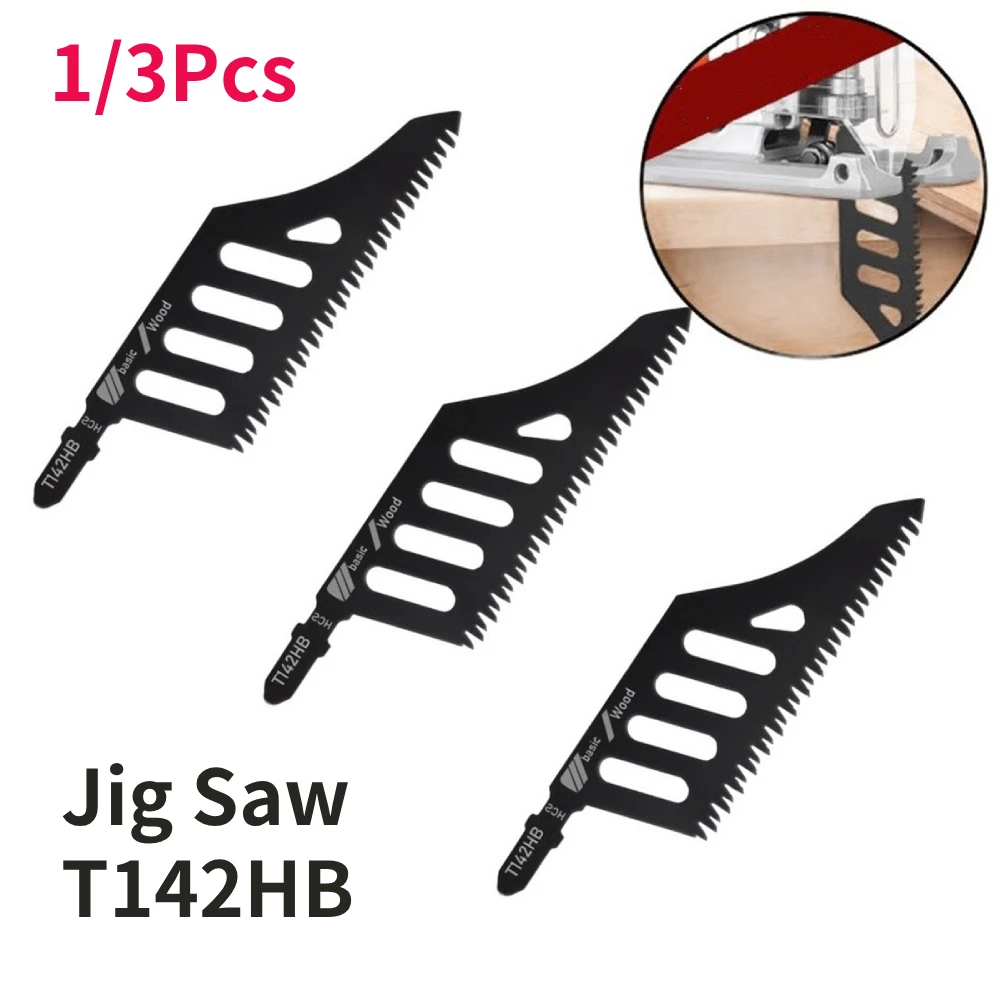 1/3pcs Black Jig Saw T142HB Jig Saw Blade High Carbon Steel Irregular Curve Saw Cutting Blade Replacement Woodworking Tool