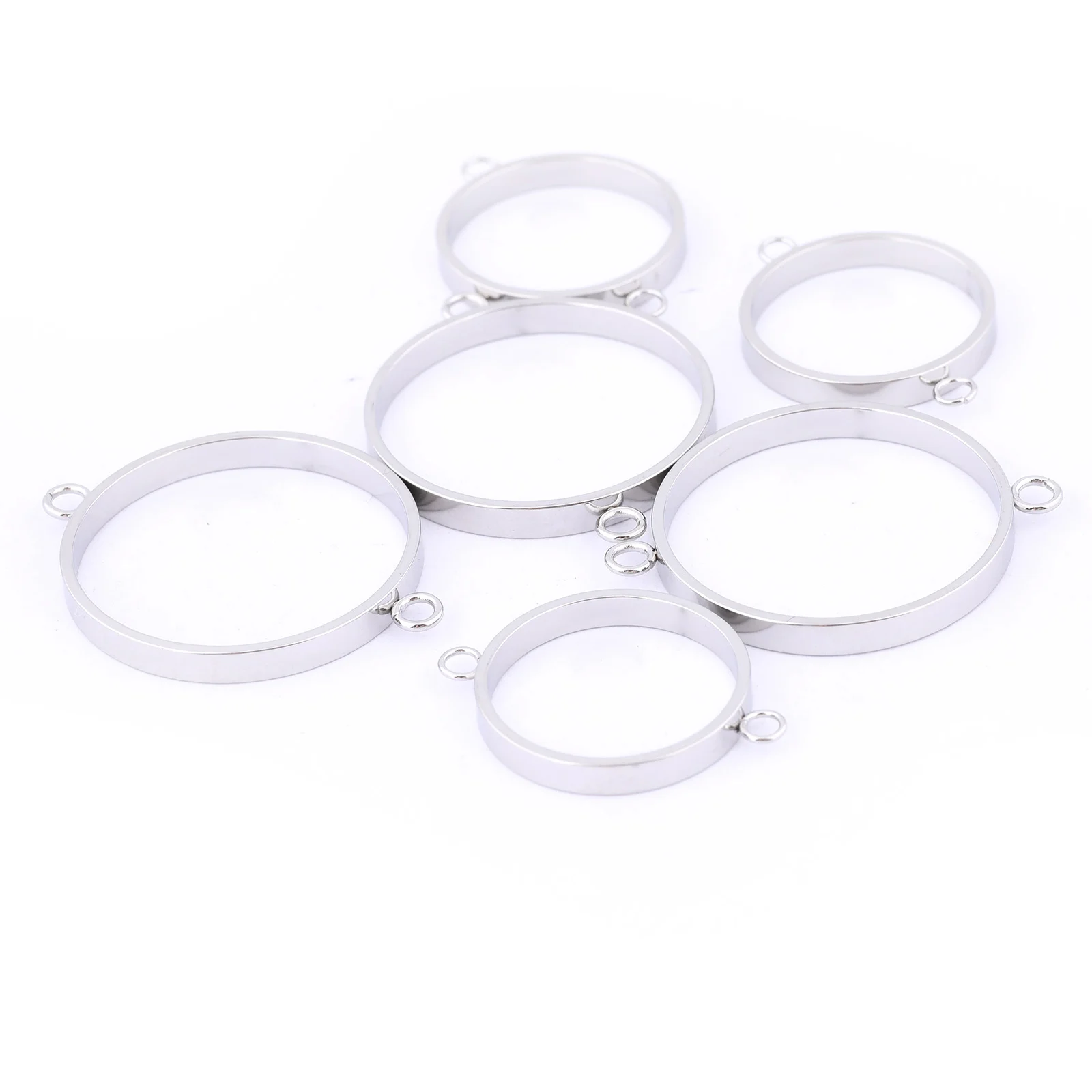 10pcs Stainless Steel 18mm 25mm Cabochon Frame Connector Settings Diy Open Bezel Blanks For Resin Bracelets Making Supplies