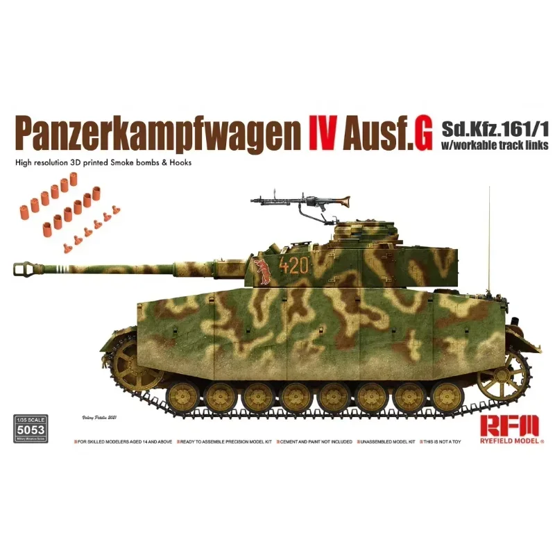 

1/35 Модель Ryefield RM-5053 Panzerkampfwagen IV Ausf. G позже Производство сборки Масштаб игрушки своими руками Модельный комплект