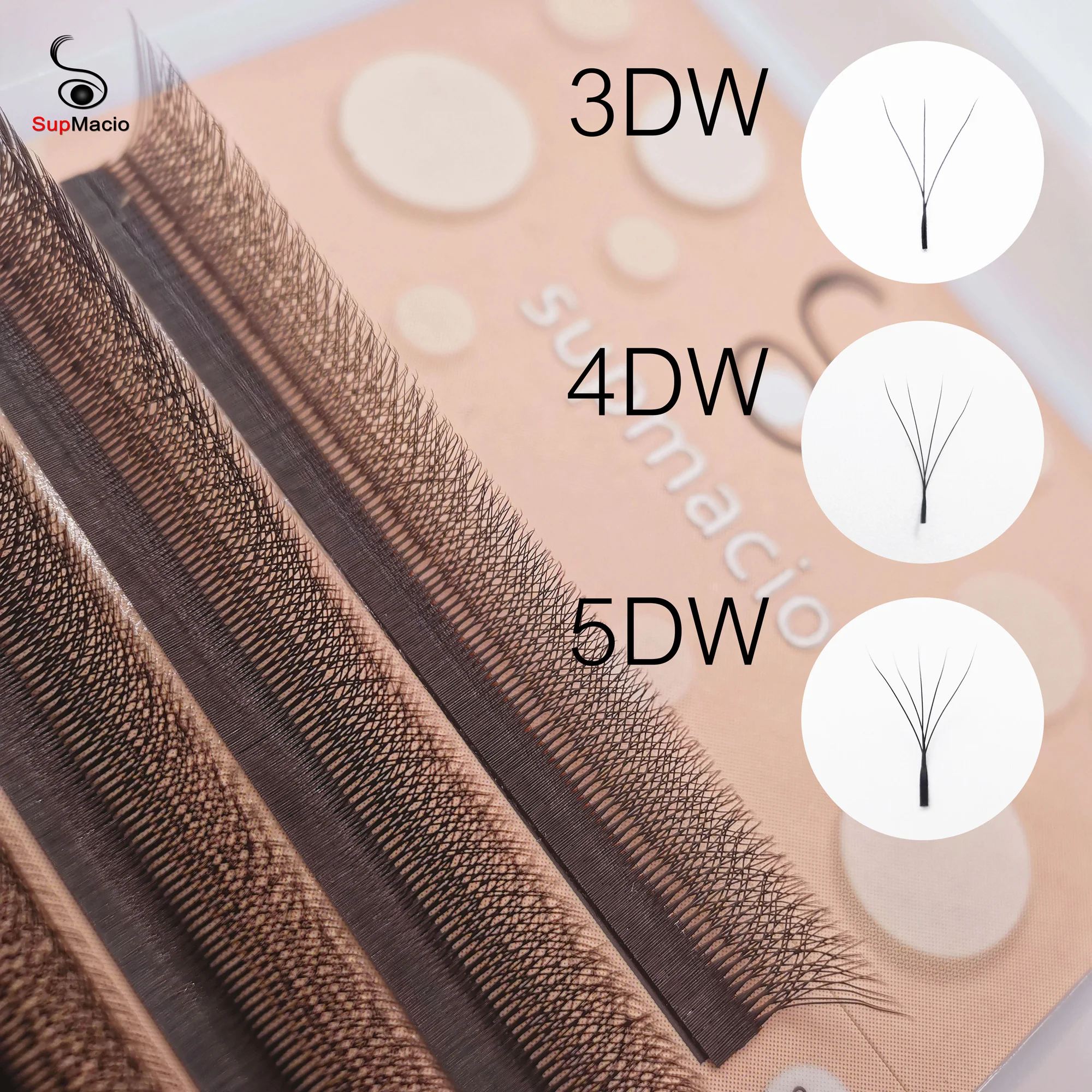 SUPMACIO W Shape 3D 4D 5D Premade Volume Fans Automatic Flowering Nature Soft Light Clover Lashes Bloom Eyelashes Extension