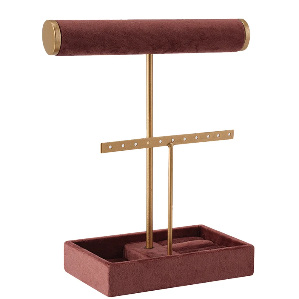 

Jewelry Display Stand Premium Alloy Microfiber Board Headdress Storage Tray Desktop Bracelet Organizer Rack Watch Holder
