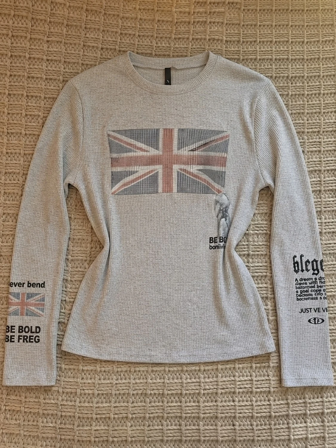 American Retro Vintage Flag Print Long Sleeve Slim Fit T-Shirt Trendy Casual Cotton Comfortable Women's Top Y2K Style