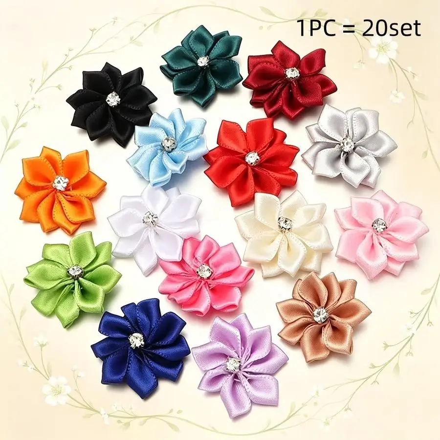 1/5/10/20/50/100pcs Rhinestone Multi-Angle Small Flowers Handmade Beading Flower Head Fabric Flower Additions Clothing Additions