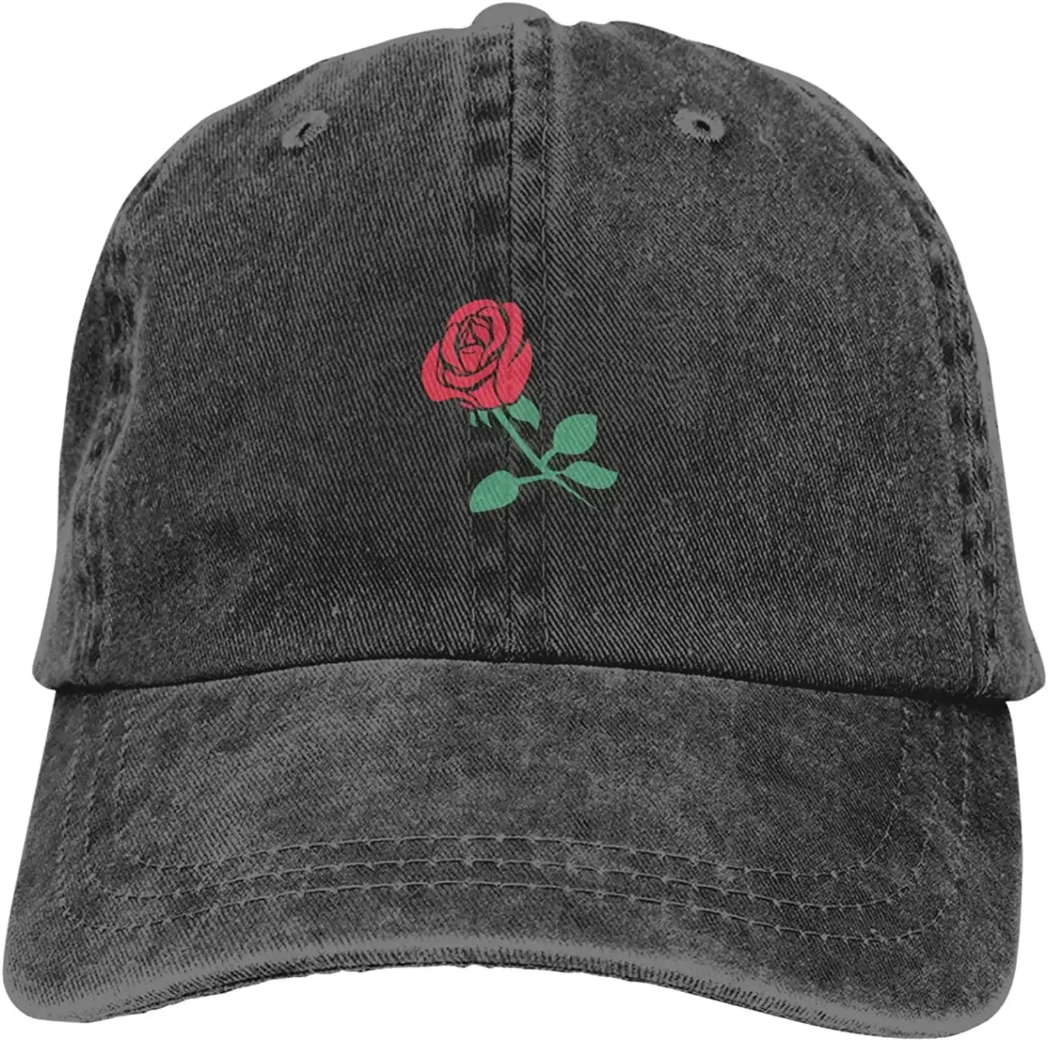 

Rose Print Baseball Cap for Men Women Adjustable Vintage Washed Cotton Denim Classic Hat for Running Workouts Outdoor Activities