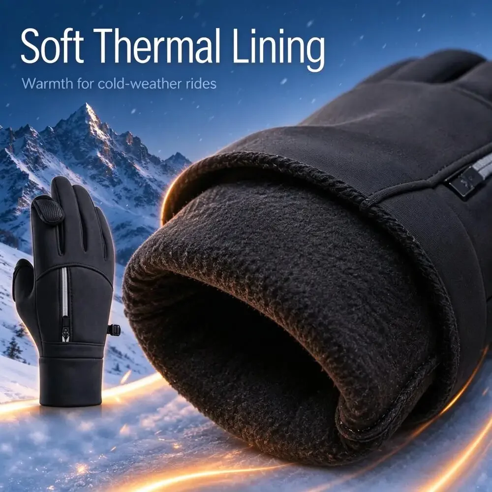 Fashion Warm Winter Gloves Flip Touch Fingertips Adjustable Zipper Textured Palm for Men Women Hiking Walking Daily