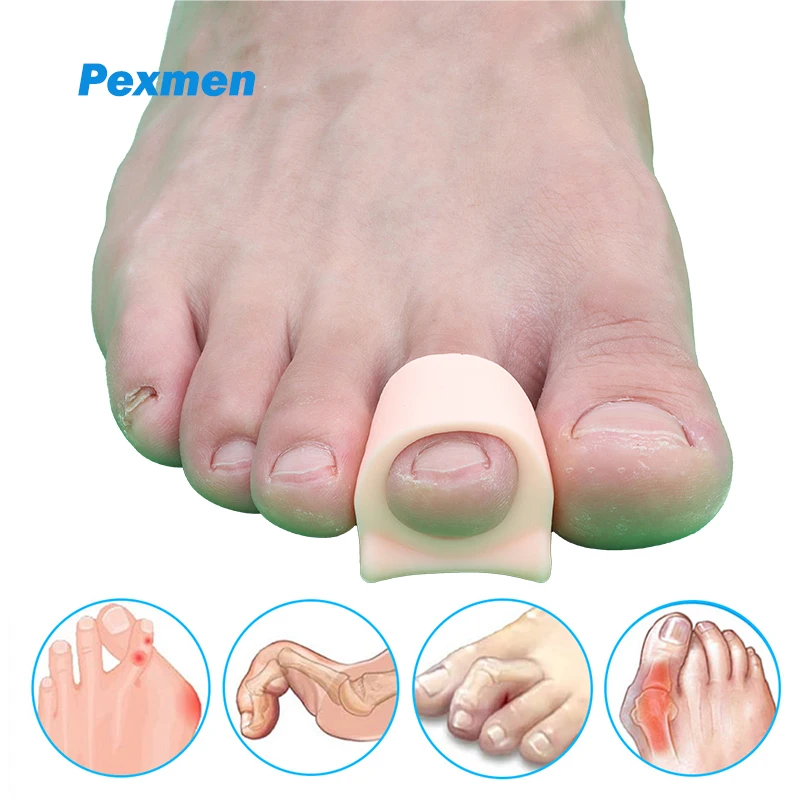 Pexmen 2/4Pcs Soft Gel Toe Separators Toe Spacers Bunion Corrector for Overlapping Hallux Valgus and Hammertoe Foot Care Tool