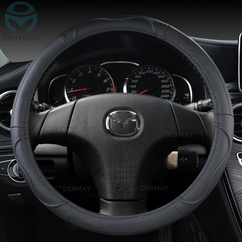 

Чехол на руль из натуральной кожи для Mazda 2 3 bk bl Mazda 6 gj gh CX4 CX5 CX7 CX30 Demio MPV, спортивные автомобильные аксессуары из воловьей кожи