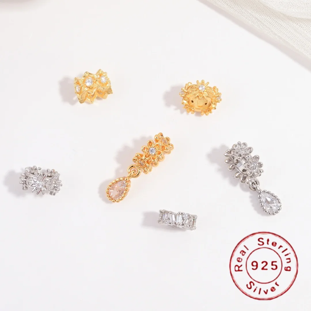 

Бусины-разделители из стерлингового серебра S925 с неровной текстурой для самостоятельного изготовления браслетов и ожерелий, аксессуары для рукоделия SZ211