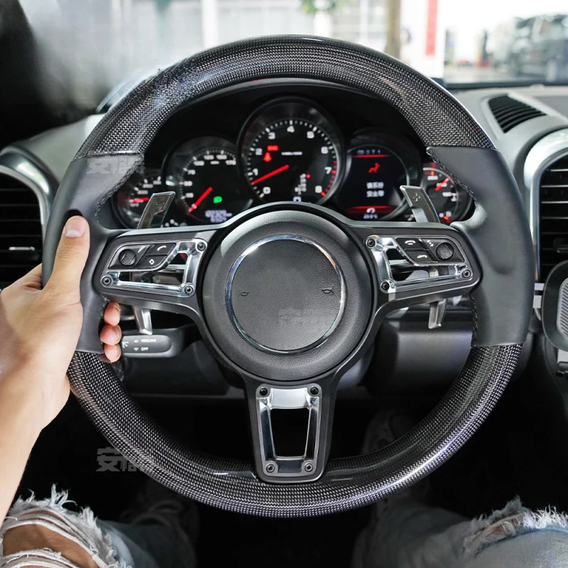 Suitable for Porsche carbon fiber car modification steering wheel button frame assembly