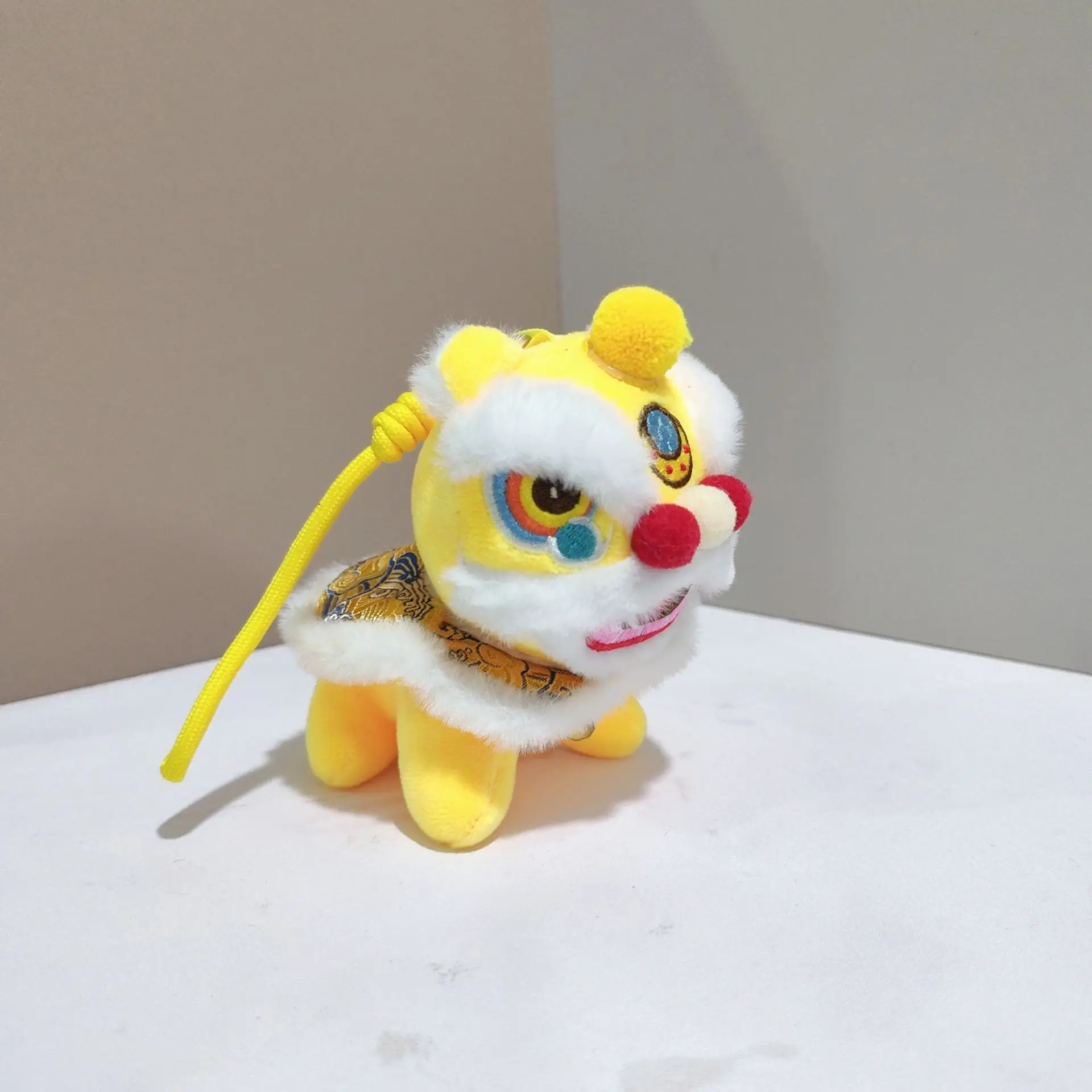 New 12cm Cartoon Lion Dance Keychain Awakened Lion Chinese Style Lion Dance Pendant Plush Keychain Toy Doll Backpack Charm Gift