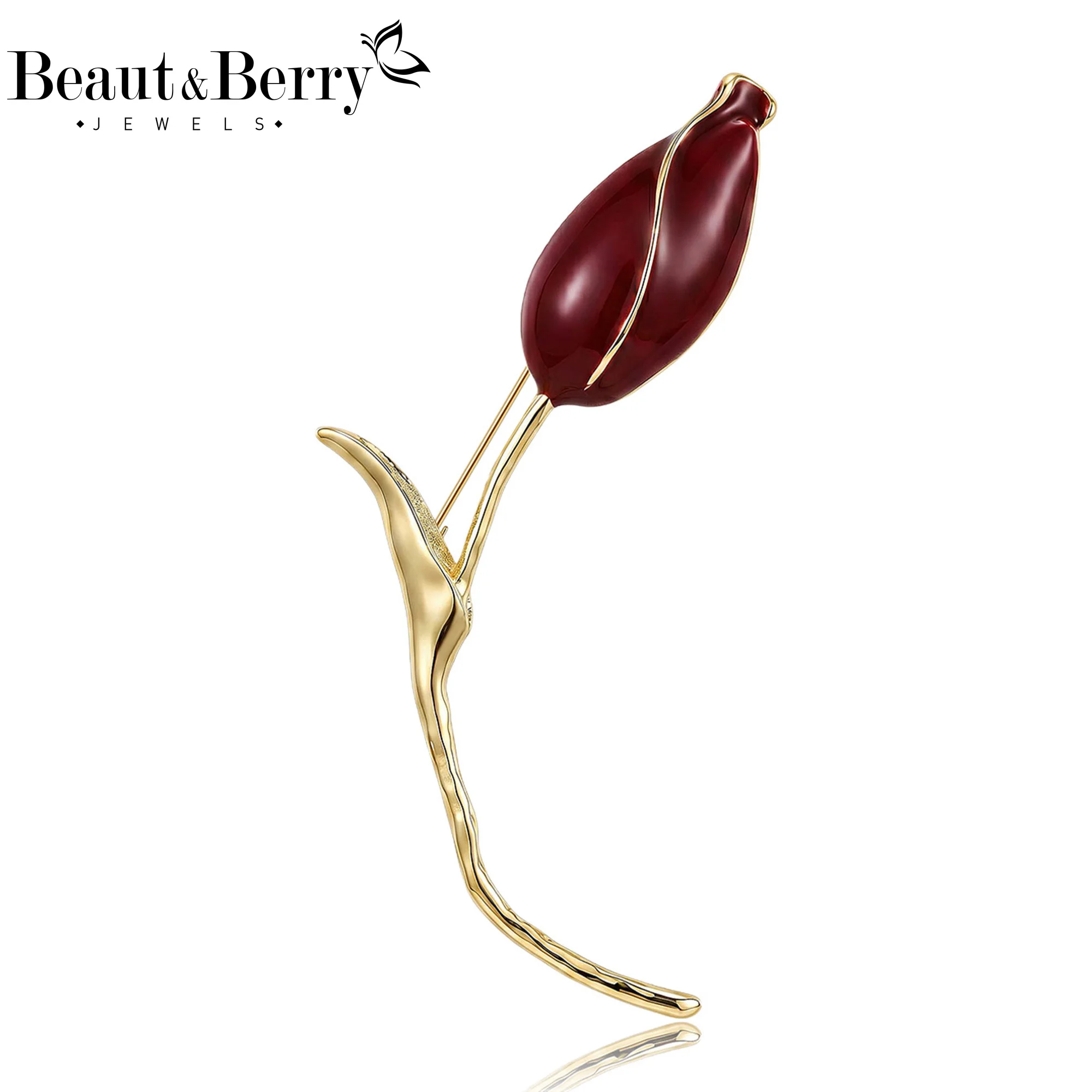 Beaut&Berry Classic Enamel Tulip Brooches for Women Unisex Plant Pins Casual Party Jewelry Accessories Gifts Decoration