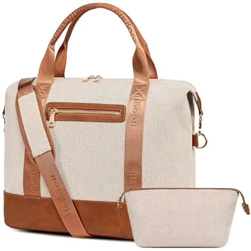 

Bluboon Travel Tote Bags with Zipper Ladies Canvas Bag Weekender Overnight Bag for Women Carry on Duffel Bag Trolley Sleeve