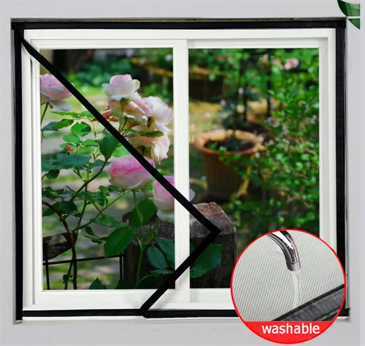 

Home black mosquito and insect repellent Velcro self-adhesive window screen, overall simple curtain customizable easy to install