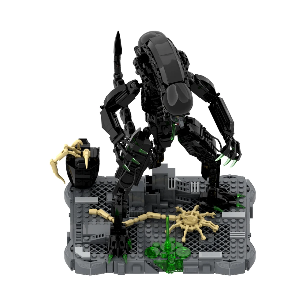 Gobricks MOC Movie Alien Monster Building Blocks Model Alien Drooling Monster DIY Bricks Assembly Toys Kids Creative Toys Gifts