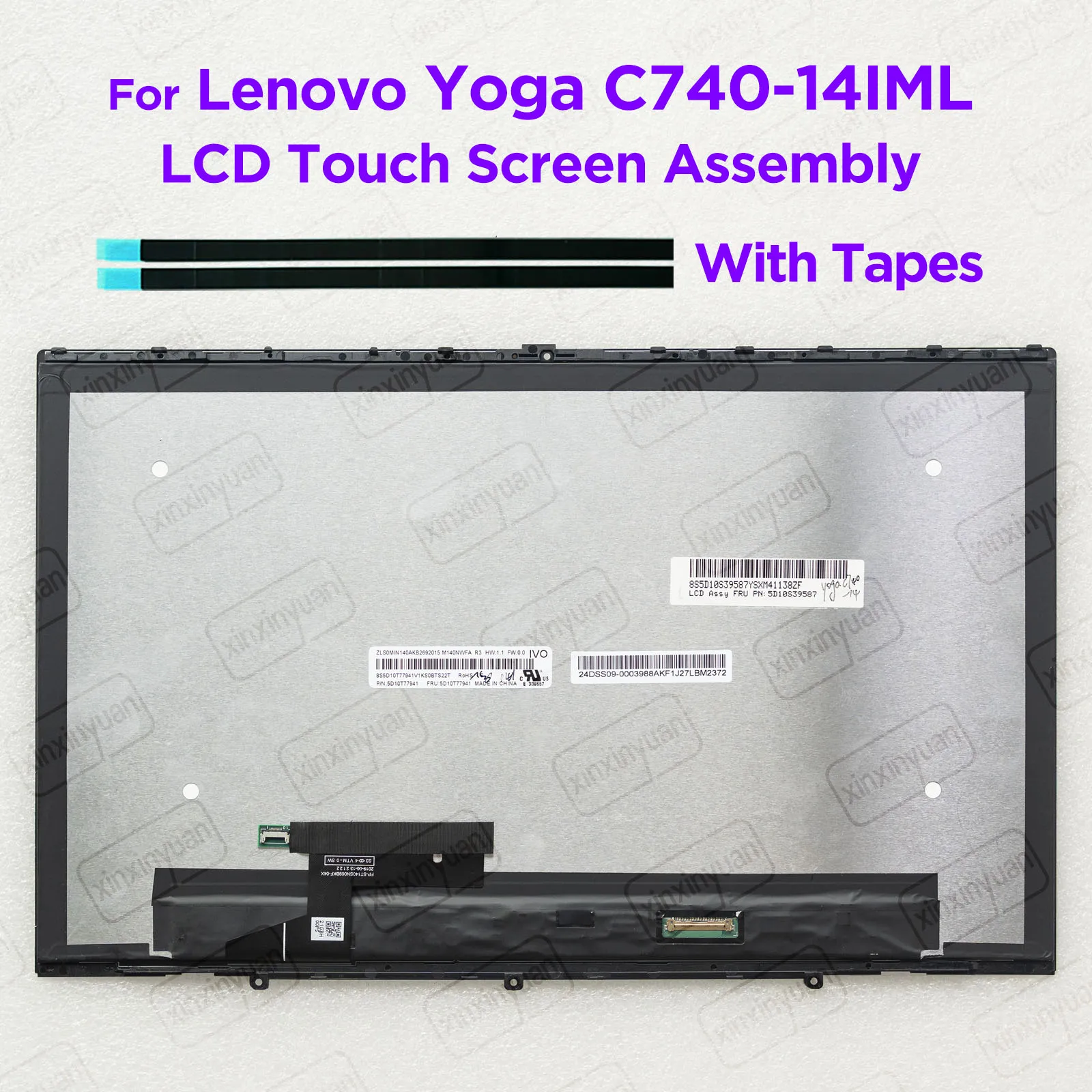 

14,0-дюймовый ЖК-дисплей с сенсорным экраном в сборе для Lenovo Yoga C740-14IML 81TC, панель дисплея FHD1920x1080 FRU 5D10S39587, 30 контактов