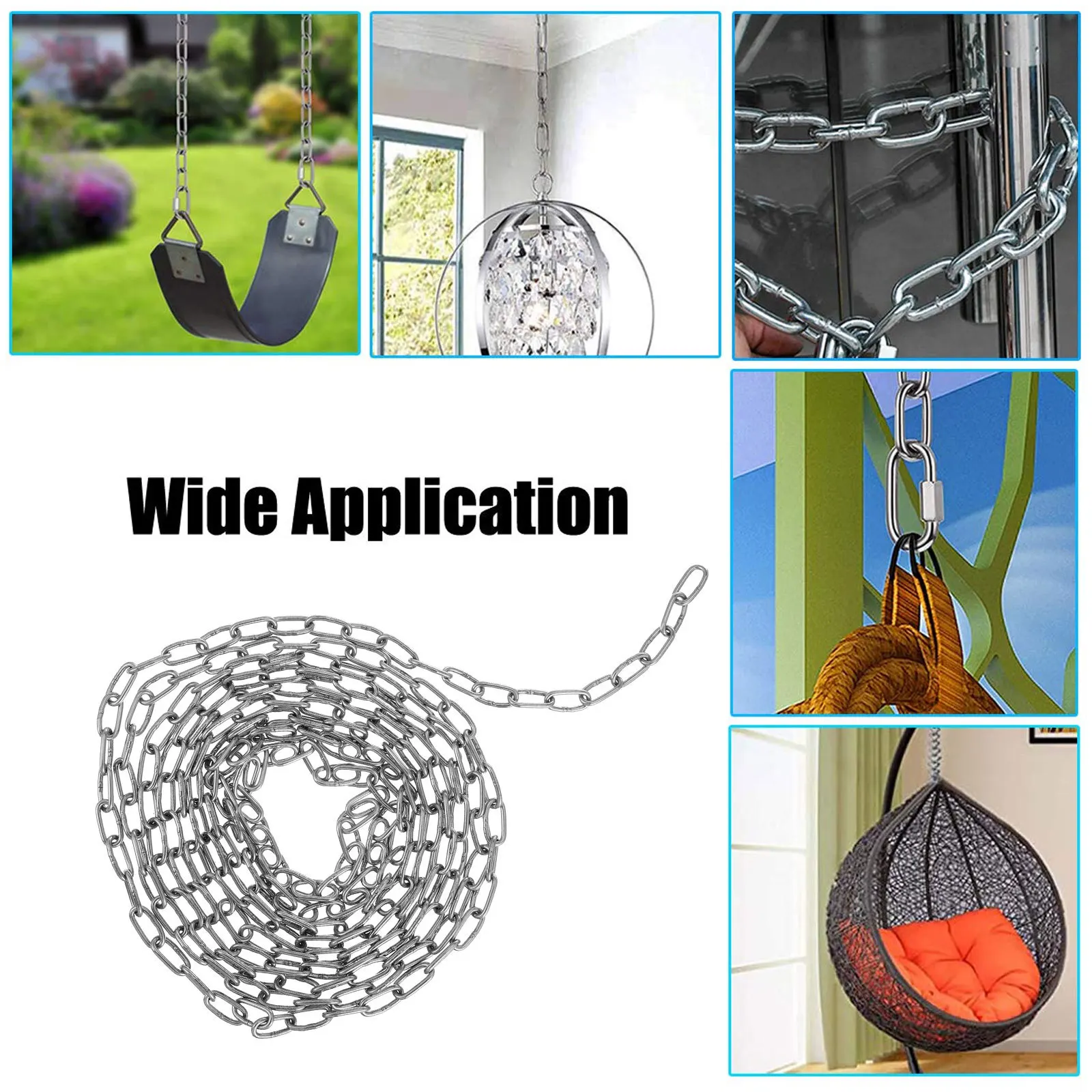 

1Pcs Stainless Steel Chain 3 Meters High Strength Anti-Rust Hanging Chain Flexible Adjustable Home Accessories