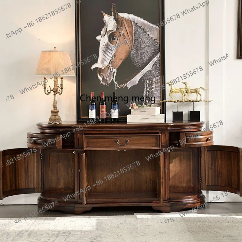 

American solid wood entrance cabinet wall storage rack, living room console table, storage sideboard