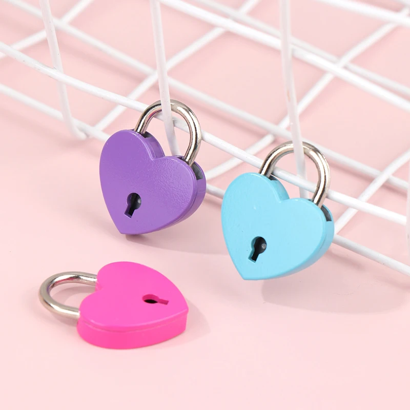 1Set Heart Shape Padlocks Luggage Hardware Locks With Key Lock For Travel Wedding Jewelry Box Diary Book Suitcase Christmas Gift