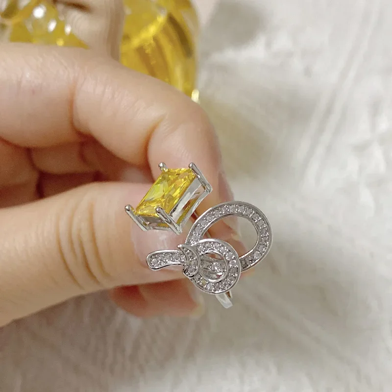 

MDL Moissa!ite Style Gooseberry Geometric Balloon Ring Niche Design 18K Gold Plated Colored Gemstone Zirconia Open End Ring