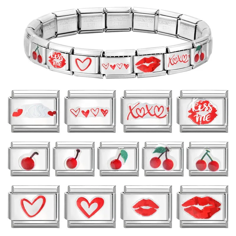 Original New Blind Box Sticker Collection Italian Charm Stainless Steel Links Fit 9mm Modular Bracelet DIY Jewelry Wholesale