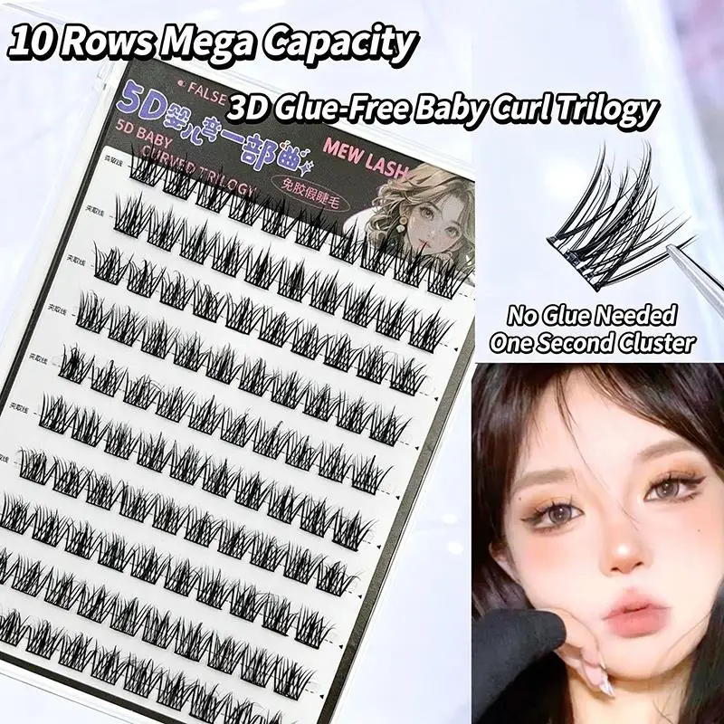 10 Rows Glue Free Cluster False Eyelashes Quick Apply And Natural Look For Daily