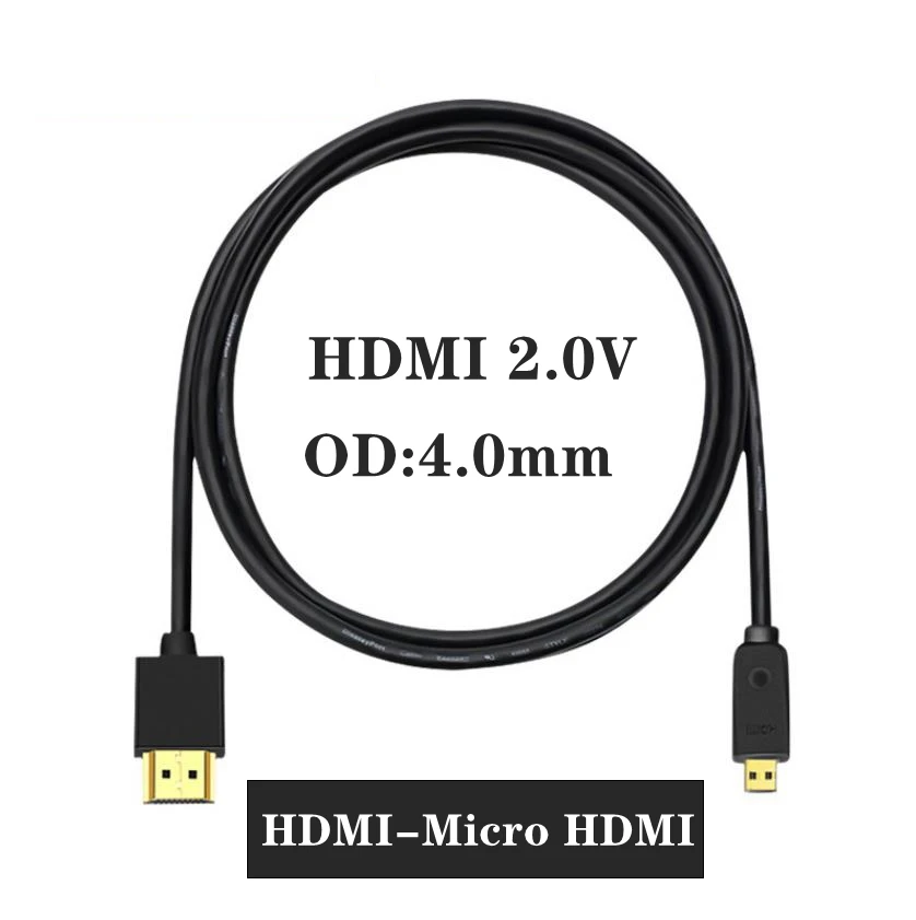 Cable Super suave Micro HDMI a Mini HDMI, Compatible con Mini HDMI, Ultra delgado, 4k, 60hz, portátil, corto y delgado, 3,2 en espiral, OD 2,0mm