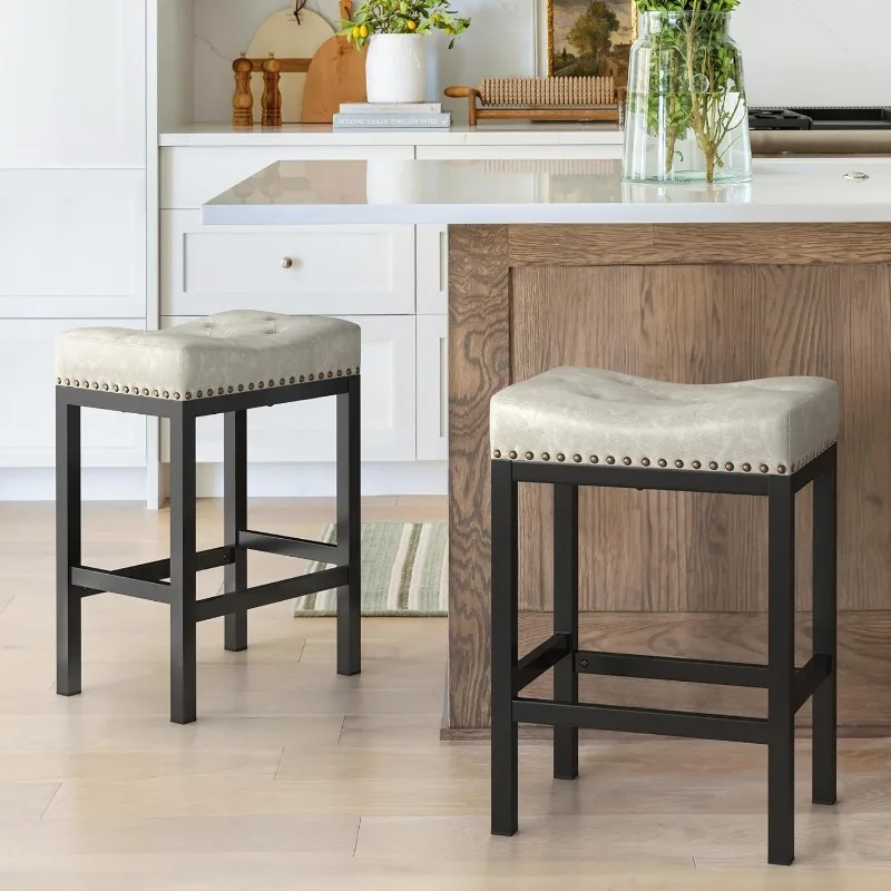 Counter Height Backless Bar Stools, Faux Leather Counter Stools, Cozinha Counter, 24 ", Conjunto de 2 ou 3