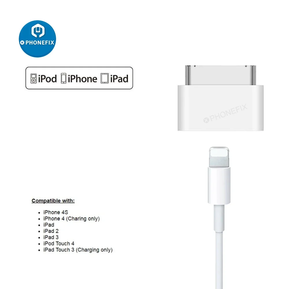Переходник с разъема 8pin на 30pin Male для iPhone 4 4S iPad 2 3 iPad Touch 3 4 IOS адаптер для 8pin подключения кабеля lightning