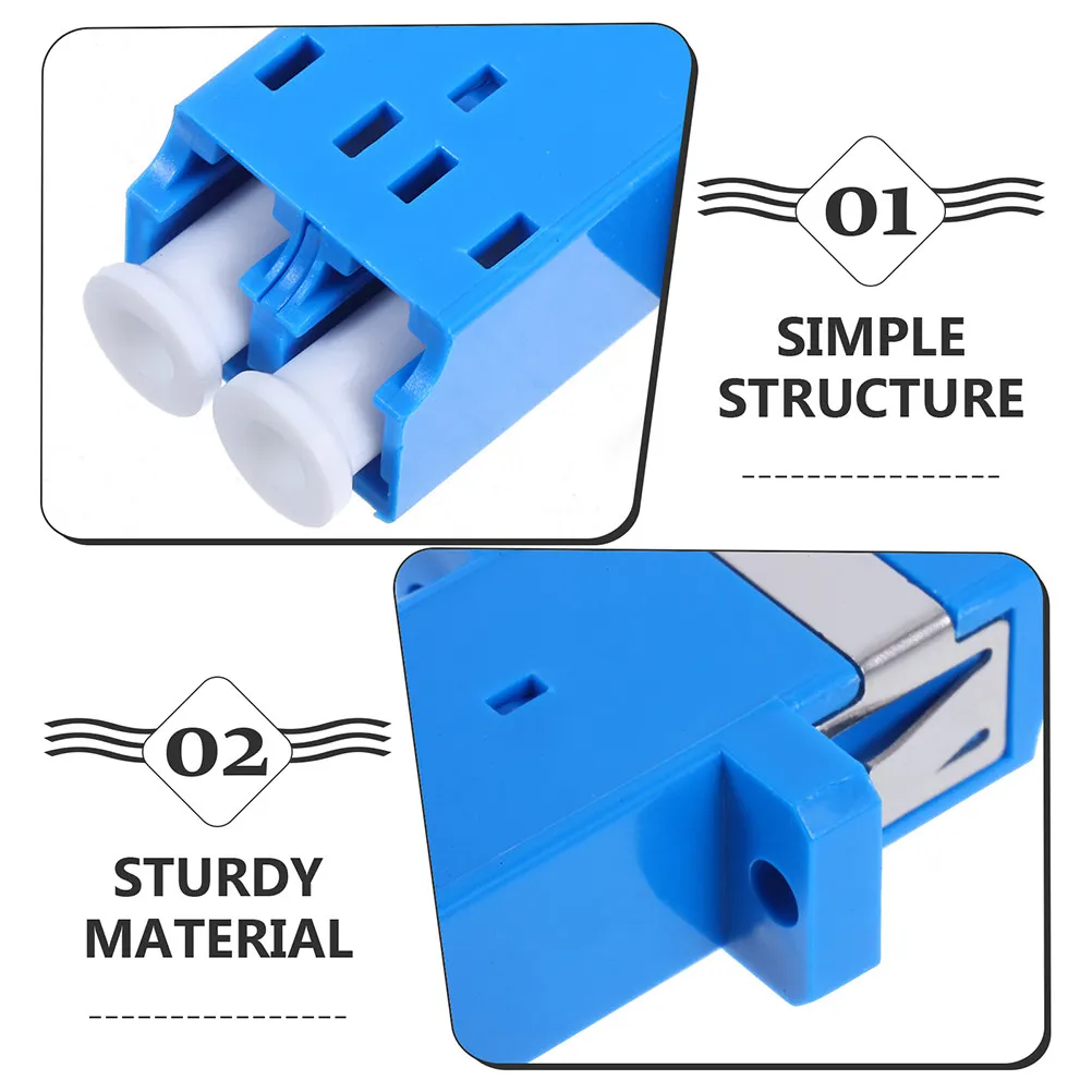 10Pcs Lc Duplex Fiber Optic Adapter Single Mode High Density Cabling for Patch Panel Server Rack Stable Signal Transmission
