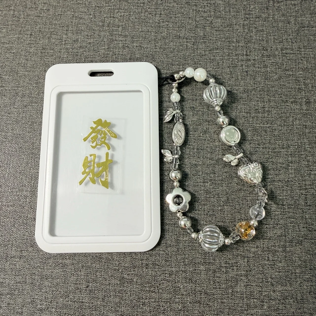 Flower Happy Face Buddha Pattern Metal Phone Sticker  Lanyard Anti-lost Lucky Card Holder