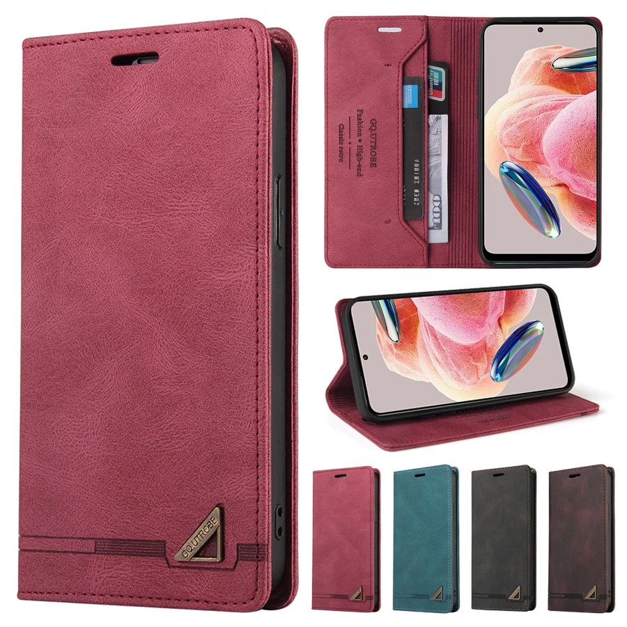 Portfel Antykradzieżowy z Magnetycznym Zamknięciem, Funkcją Stojaka na Karty i Skórzanym Etui do Xiaomi Redmi 14C 13C 12C 10C Note 14 Pro+ 13 12 12S 11S 11 Pro