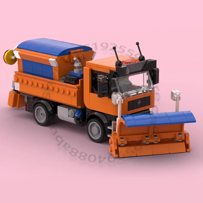 443 PCS Transport Car Snow Plow Lorry MOC Customize Modular Building Block Model Technology Popular DIY Boys Toy Birthday Gift