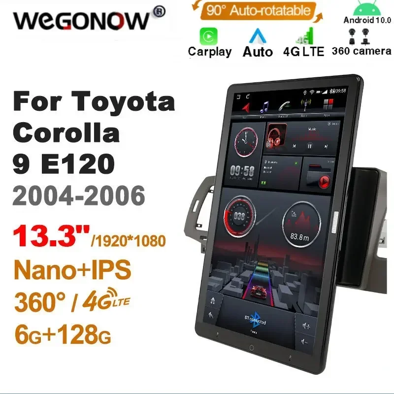 TS10 Android10.0 Ownice Car Radio Auto for Toyota Corolla 9 E120 2004-2006 13.3'' No DVD support USB Quick Charge Nano 1920*1080