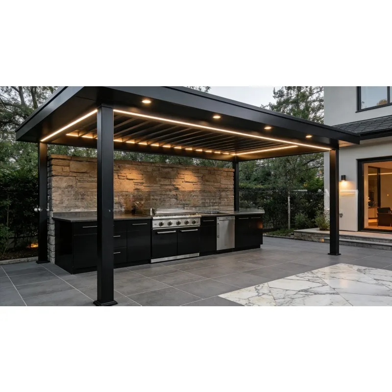 Courtyard Modular Combination, Gazebo Outdoor Kitchen Integrated Design, Aluminum Alloy Anti-corrosion Solution