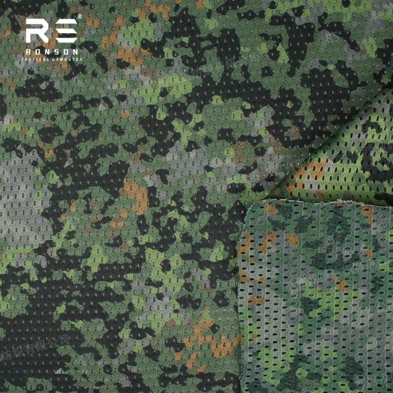 M19 NFP Green 120gsm Light Weight Double Sided Printed Mesh Fabric Netherlands Woodland Camouflage for Tactical Gears Face Mask