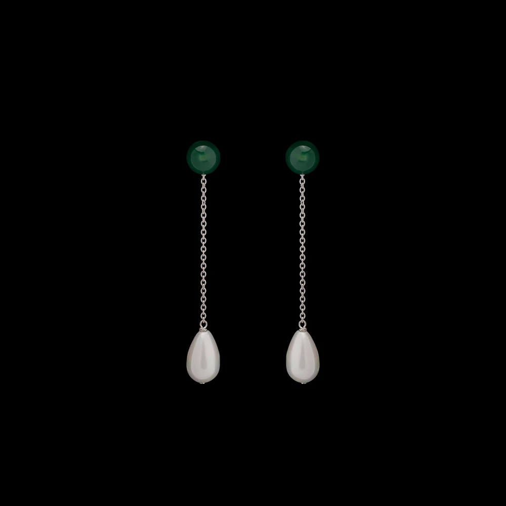 AB/ Zinc alloy natural agate and artificial shell pearl Simple elegant stylish drop earrings for women