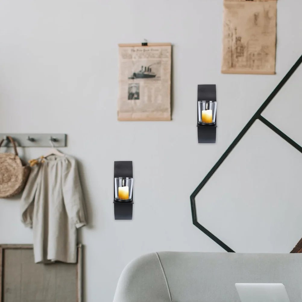

Holder Candlestick Decor Wall Arc-shaped Hanging Iron Stand Adornment for Home