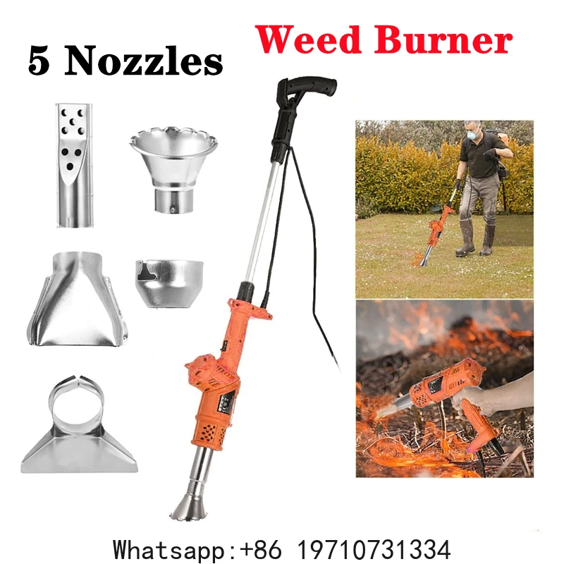 Electric Weed Burner 2000W Garden Weed Killer Thermal Weeding Stick Hot Air Weed Torch Kitchen Lighter BBQ Igniter Weeder Tool