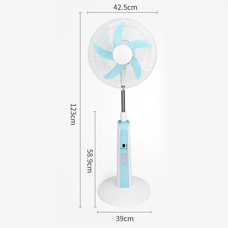 

Pedestal Fan Home Floor Fan Electric 18 Inch Rechargeable AC DC Stand Fan Night Light Multi-function Remote Control 5V Output