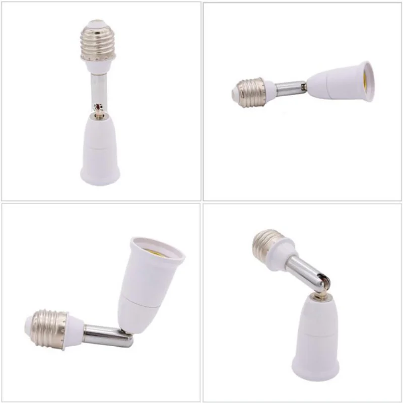 5pcs E27 E27 Bulb Socket 180 Degree Flexible Adjustable Extension Flexible Medium Ceramic Bulb Lamp Socket Adapter Converter